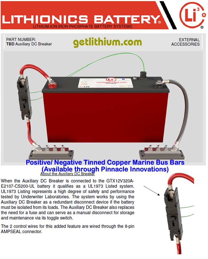 Lithionics GTX 320 Amp hour high capacity deep cycle and engine starting lithium-ion battery approved for Winnebago RV's: light weight, super safe, powerful and compact lithium ion battery