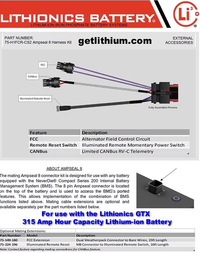 Lithionics GTX 315 Amp hour high capacity deep cycle and engine starting lithium-ion battery: light weight, super safe, powerful and compact lithium ion battery