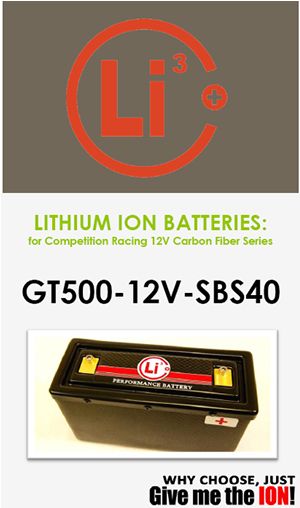 Lithium ion carbon fiber racing battery