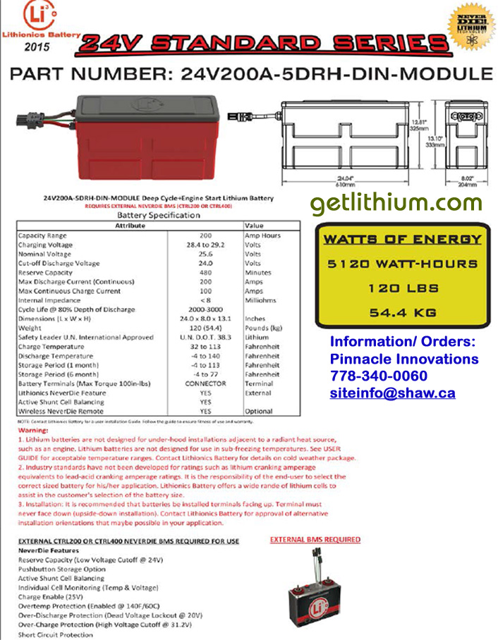 Click for a larger image - deep cycle and engine starting lithium-ion battery: light weight, super safe, powerful and compact lithium ion battery