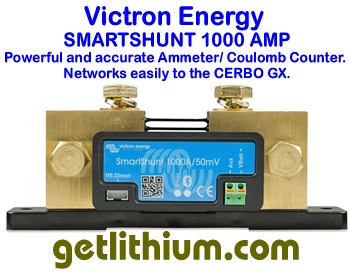 Victron Energy Smartshunt 1000 Amp networkable Ammeter and Coulomb Counter for RV and Marine.