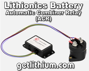 Click for a larger Iimage of the Lithionics ACR automatic charge relay for alternator charging two battery systems