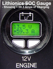 Click here for a larger image  of the Lithionics State of Charge Monitoring System display gauge