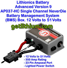 Lithionics Advanced Series NeverDie Battery Management System box (BMS) Version 9 with State of Charge Kit sending unit built-in and plug and play EURO DIN connectors