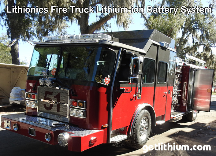 Lithionics lithium-ion battery installation on a city fire truck