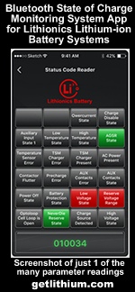 Lithionics Bluetooth State of Charge App for Android and iPhone Smartphones