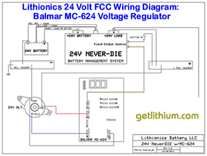 Click on the image for a larger FCC wiring diagram of the Balmar MC-624 external Voltage Regulator