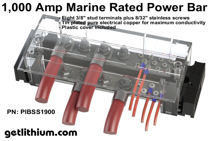 1,000 Amp marine grade electric bus bar