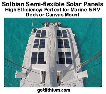 Solbian semi-flexible solar panels are available in a large number of sizes and can be sewn onto canvas.