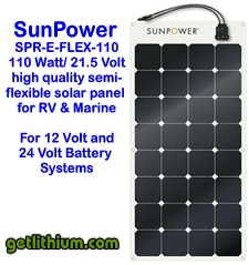 SunPower semi-flexible solar panels - available in 100 Watts