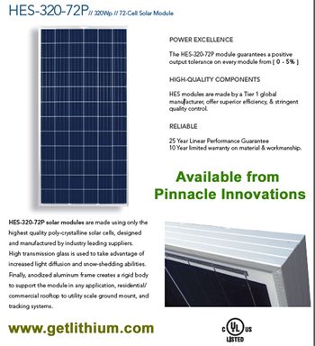Economical Canadian made HES solar panels with 320 Watts of solar charge output