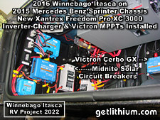Click on the image for a larger photo of this Lithionics lithium-ion battery installation project on this great Recreational Vehicle