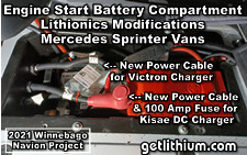 Engine start battery area modifications for the Kisa charger