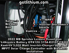 The updated inverter compartment with Xantrex Freedom XC Pro  3000 Watt inverter charger