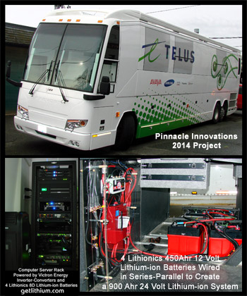 Pinnacle Innovations Lithionics battery and Victron Energy project on a corporate tour bus