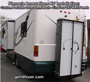 Pinnacle Innovations custom 4 solar panel rack for a Monaco RV