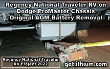 Dodge Promaster RV Lithionics Battery lithium-ion battery installation project photo - old battery removal