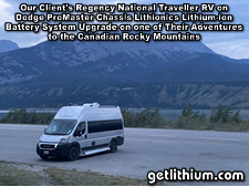 Dodge Promaster RV Lithionics Battery lithium-ion battery installation project photo while out on a Summer adventure