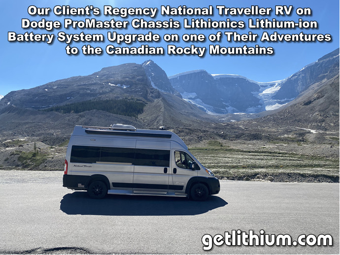 Regency National Traveller Dodge Promaster RV with a Lithionics high performance lithium-ion battery installed by Pinnacle Innovations