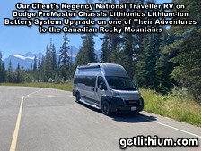 Dodge Promaster RV Lithionics Battery lithium-ion battery installation project photo while out on a Summer adventure