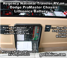 Dodge Promaster RV Lithionics Battery lithium-ion battery installation project photo - additional electrical work