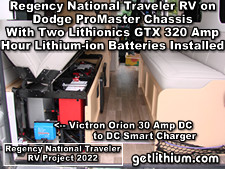 Dodge Promaster RV Lithionics Battery lithium-ion battery installation project photo - batteries installed