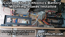 Dodge Promaster RV Lithionics Battery lithium-ion battery installation project photo - custom steel battery racks installed