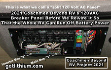 2021 Coachmen Beyond on a Ford Transit Chassis RV Lithionics Battery lithium-ion battery installation project photo - rewiring the 120VAC