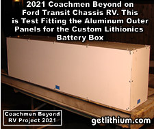 2021 Coachmen Beyond on a Ford Transit Chassis RV Lithionics Battery lithium-ion battery installation project photo - new battery box during fabrication