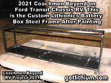 2021 Coachmen Beyond on a Ford Transit Chassis RV Lithionics Battery lithium-ion battery installation project photo - new battery box during steel fabrication