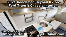 2021 Coachmen Beyond on a Ford Transit Chassis RV Lithionics Battery lithium-ion battery installation project photo - shown here is one of the RV's marketing photos showing the RV's interior.