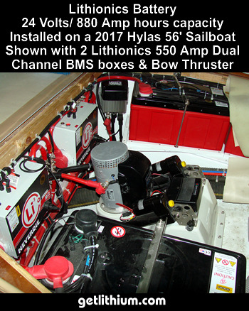 Lithionics lithium-ion battery system and BMS installed on a 2017 Hylas 56' sailboat