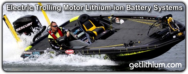 Complete electric trolling lithium-ion battery system with charger for fishing and trolling with electric outboard motors