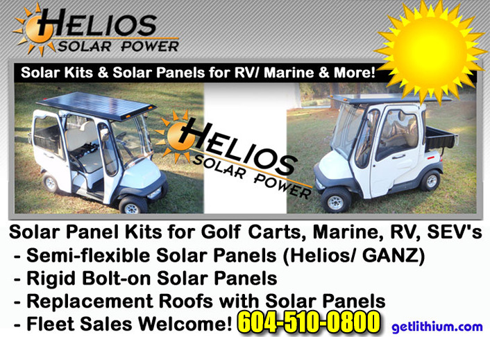 Solar power panels for electric golf carts