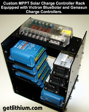 Victron Energy BlueSolar solar MPPT charge controllers installed on a 44 foot sialboat