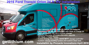 Lithionics lithium-ion 12 Volt 600 Amp hour RV/ Commercial truck battery system installation on a 2016 Ford Transit Orion RV